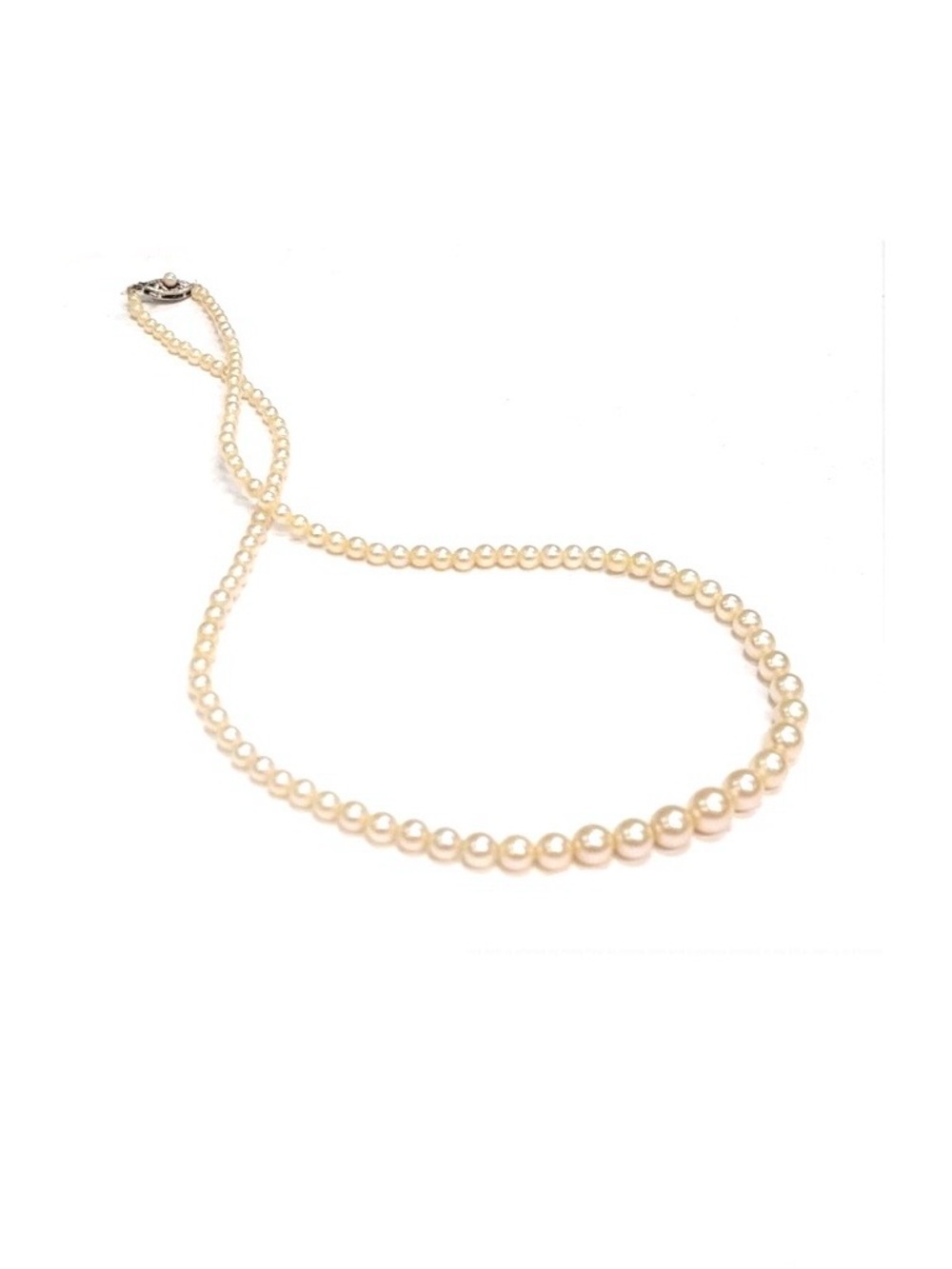 Imperial Cultured Akoya Pearl Necklace 10K White Gold in Original Clam Shell Box